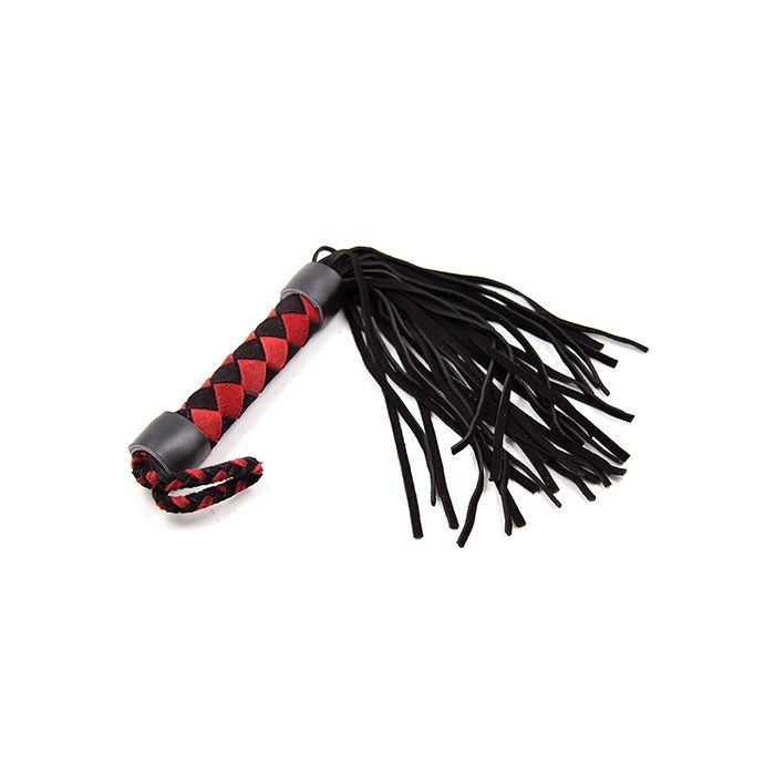 Plesur 15" Leather Flogger - Black/Red