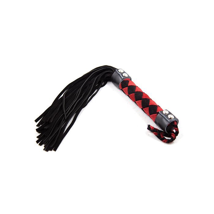 Plesur 15" Leather Flogger - Black/Red