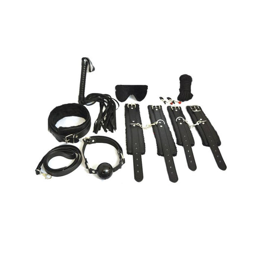 Plesur Everything Bondage 12 Piece Kit - Black